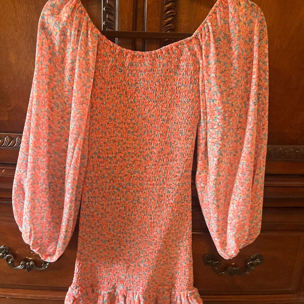 Floral Smocked Dress with Puff Sleeves